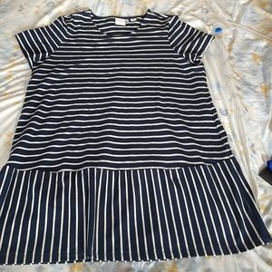 Navy and white striped dress
